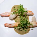 レストラン オオツ - 2025.1 サッと炒めた加能ガニ 蟹味噌ソース コザワファームラボ産蕪 マイクロセロリ