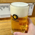 もつ焼 でん 水道橋店 - 生ビール 580円(税込)