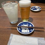 天ぷら 天寅 - とりあえず黒ラベル生ビール¥650とDRYレモンサワー¥600