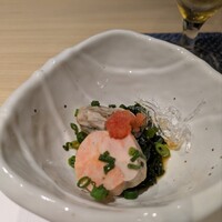 和食 鮨 日本酒 銀波 銀座店 - あん肝と牡蠣酒煮のポン酢かけ