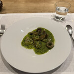 シャントレル - 5皿目
      カキの煮込み、アワビタケ、ピエブルー。
      