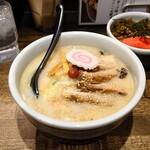 らーめん山頭火 - らーめん定食（チャーシューめん（塩）＋高菜明太ご飯）