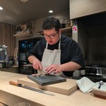 パルコ フィエラ - シェフがレバーのパテを。