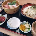 遊膳や 宇都宮店 - にぎり寿司(5貫)ねぎとろも付ついちゃうョ！＋稲庭うどん(冷うどん)