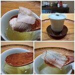 中華 大しげ - ＊有田鶏は柔らかく、上に盛られた期間ハムと共に頂くといいお味。 何よりスープに具材の旨味が出ていて、とても美味しいですね。♪