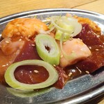 分倍河原 肉流通センター - ごちゃまぜホルモン味噌439円がアプリクーポンで無料