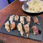 全席個室居酒屋 食べ放題 かなで - 肉寿司と大盛チャーハン