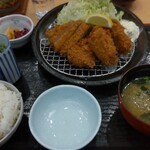 山かつ - 宝山豚ロースとカキフライ定食