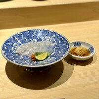 京都 鮨 まつもと - ひらめ、肝醤油