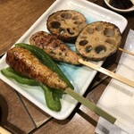 焼鳥 その日暮らし - れんこん、つくね、つくねピーマン♡