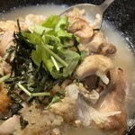 我流 - 〆は薬味を入れて…鶏白湯スープでお茶漬け