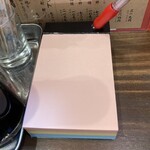 立喰寿司 生野流 - 注文を書いて渡すためのメモ