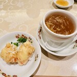 菜香新館 - 大海老マヨ、干し貝柱フカヒレスープ