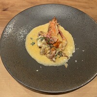 魚タリアン YO - 赤海老とヤリイカのレモンクリームソース