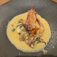 魚タリアン YO - 赤海老とヤリイカのレモンクリームソース