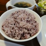 キッチン ブルー グローブ - 黒米のアップ