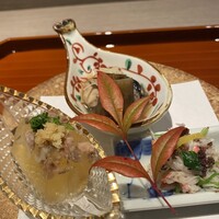おい河 - すっぽん煮凍り　牡蠣のしぐれ煮ズワイガニのタラバの外子和え