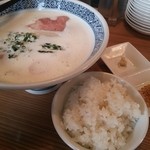 AJI10 - 極塩鶏白湯ラーメン７３４円＋地ごはん（小）１０８円≪2014年4月バージョン≫