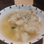 軍鶏 枩井 - 真鯛の土鍋ご飯　最後は出汁をかけてお茶漬け風に