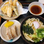 正八郎うどん - 天ぷらうどんセット かしわおにぎり