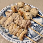 日本一 - 料理写真:塩かわ串、塩青じそつくね串