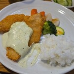 キッチン ブルー グローブ - ご飯を乗せての