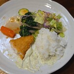 キッチン ブルー グローブ - ご飯、サラダを追加して