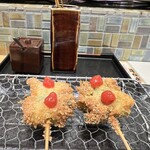 串揚げ アガルコメ。 - 魚？&梅ソース？！美味しいイメージしか残ってない