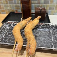 串揚げ アガルコメ。 恵比寿店 - 串揚げは海老様からよね〜