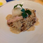 レストラン アンシェーヌ藍 - メインの三元豚ロースのグリル
