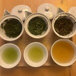 手鞠鮨と日本茶 宗田 - 茶葉の色も形も違います