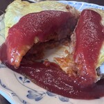 登喜和 - 断面ですがケチャップたっぷりケチャップライス具合がよく見えませんね、すみません