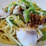 Little cucina Yume - 萩の甘ダイと青菜とカラスミのパスタ