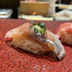 鮨 やまけん - アジの握り。美味し。