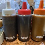 ステーキの志摩 - 甘口たれ、青じそ、味噌ごまのソースをローテーションで