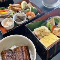 個室で御所車ランチ 鰻御飯と茄子の肉味噌田楽付き