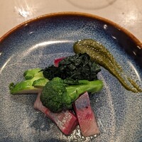 anchoa - 鰍と野菜 パクチーとクミンのソース