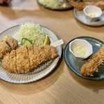 黒豚とんかつ ほり壱 - 本日のメインの御姿　特選ロース＋特選ヒレカツ＋海老フライ