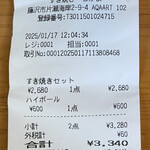 すき焼き ちかよ - レシート