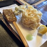 蕎麦彩膳 隆仙坊 - えだ豆天、海老と小柱のかき揚げ、蕎麦田楽