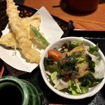 すし土風炉 - 天ぷらと海鮮サラダ