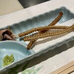 うなぎ 魚政 - 骨せんべい・肝わさ