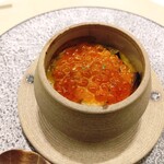 Maison DIA Mizuguchi - 【温前菜】あん肝のマデラ煮/チヂミ法蓮草/ジン&エストラゴンイクラ