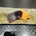 鮨あさひ - 奈良漬とあん肝。絶品です。