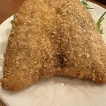 海の日  - 大きなアジフライ。アジに出汁がしっかり染みてます