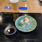 わくわく亭 - フグ刺身 ¥2000、生ビール ¥600