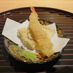 鮨 かうと - 【天婦羅】海老、鰆、かぼちゃ✨特製濃厚抹茶塩にて✨