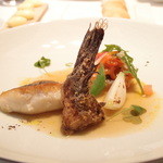 ランベリー ナオト キシモト - Jun ,2014　オコゼのポワレ 新玉葱と蕪のブイヨン仕立て ピペラードを添えて