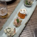 炭火焼たまや - 小鉢盛り合わせ4種