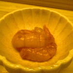 鮨処 凜 - 大将おまかせ　１５０００円（税込）　一品料理-１　増毛甘海老・酢橘かけ【２０２５年１月】